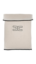 Load image into Gallery viewer, Elisabetta Franchi English Knit Blanket With Border - Milk/Black