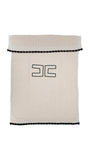 Elisabetta Franchi English Knit Blanket With Border - Milk/Black