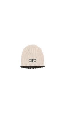 Elisabetta Franchi English Knit Hat With Edges - Milk/Black