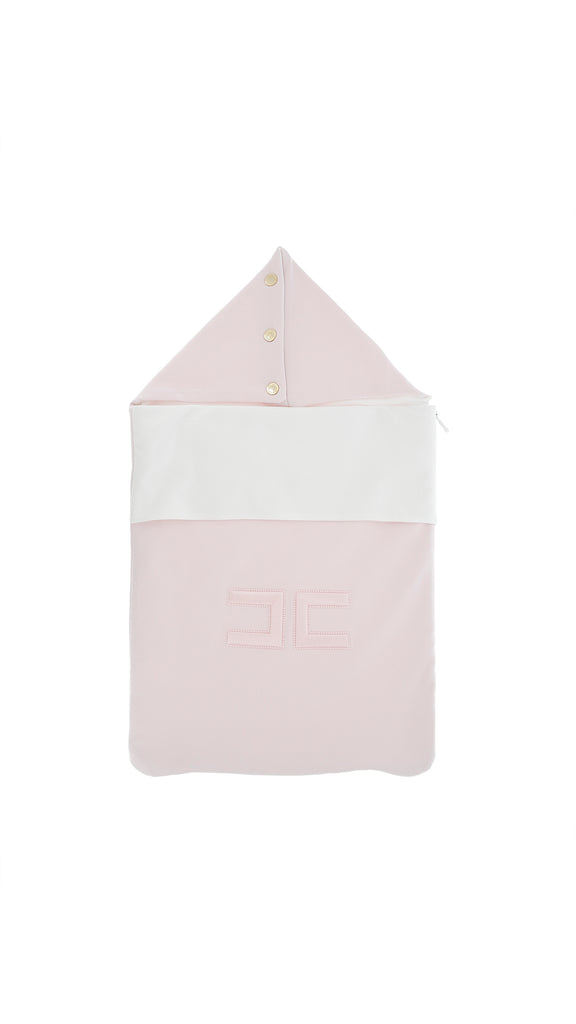 Elisabetta Franchi Sleeping Bag In Fleece With CC Embroidery - Marshmallow
