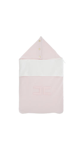 Elisabetta Franchi Sleeping Bag In Fleece With CC Embroidery - Marshmallow