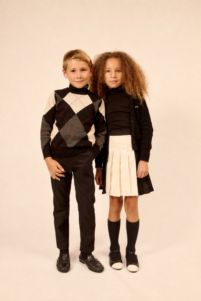 Little Parni Boys Argyle Sweater (K678) - Black