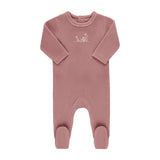 Ely's & Co Velour Embroidered Flower Footie - Pink