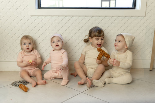 Bee And Dee Embossed Plaque Footie & Beanie - Butterscotch