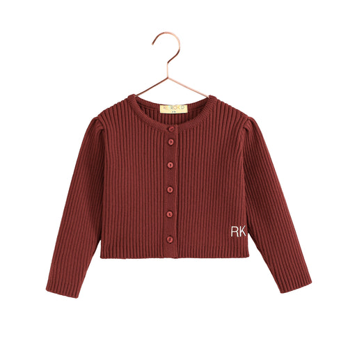 Retro Kid Emerson Cropped Baby Cardigan Sweater - Burgundy