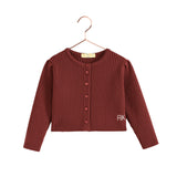 Retro Kid Emerson Cropped Baby Cardigan Sweater - Burgundy