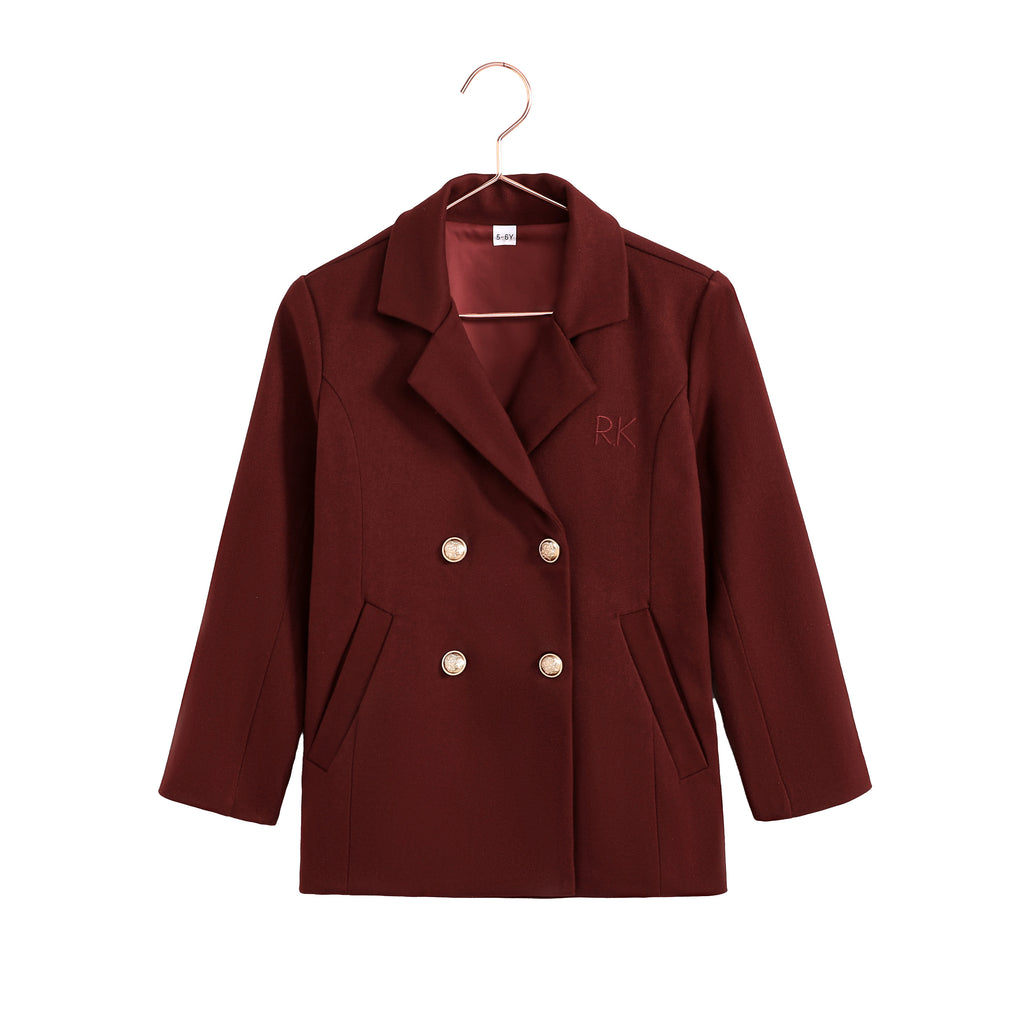 Retro Kid Emerson Jacket And Pleat Skirt - Burgundy
