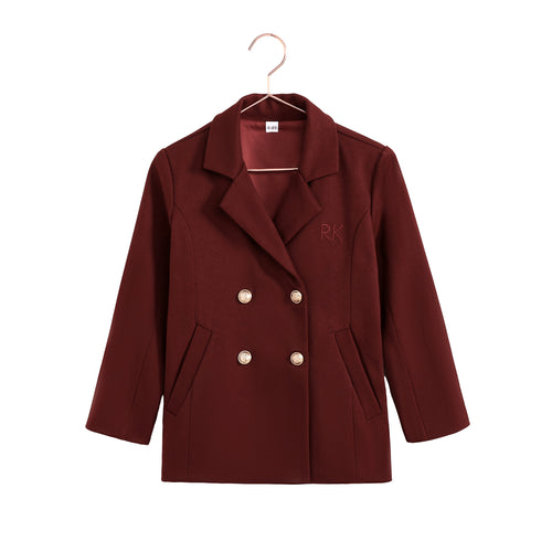 Retro Kid Emerson Jacket And Pleat Skirt - Burgundy