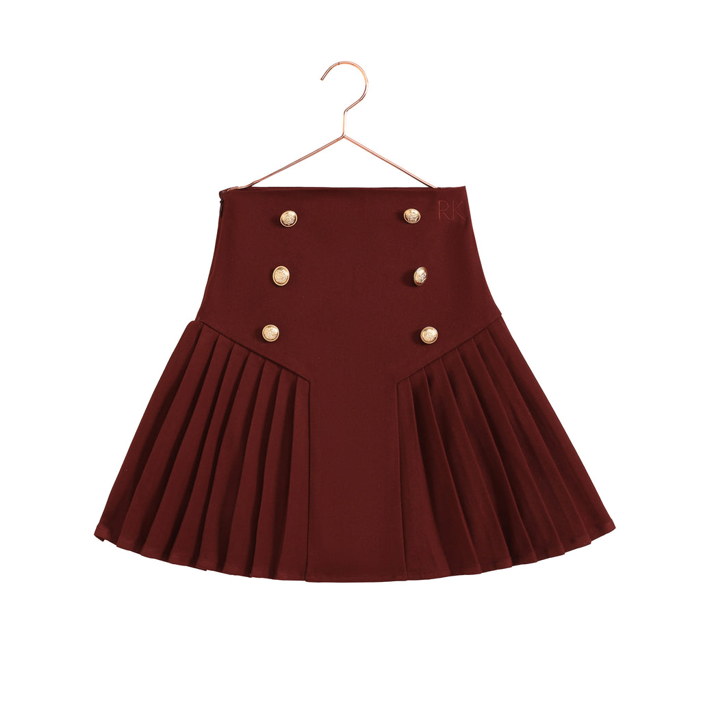 Retro Kid Emerson Jacket And Pleat Skirt - Burgundy