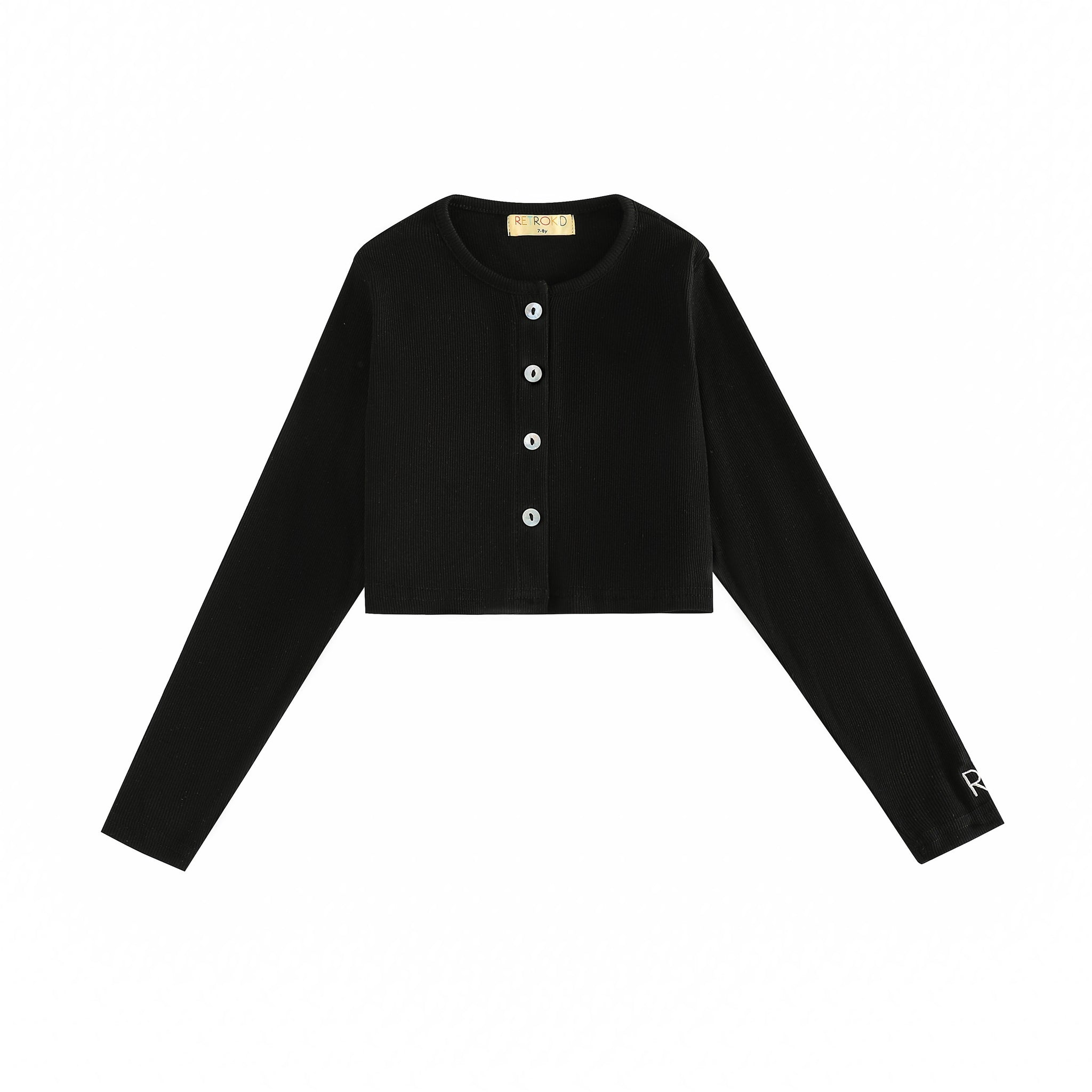Retro Kid Emery Ribbed Cropped Cardigan - Black – Moonlight