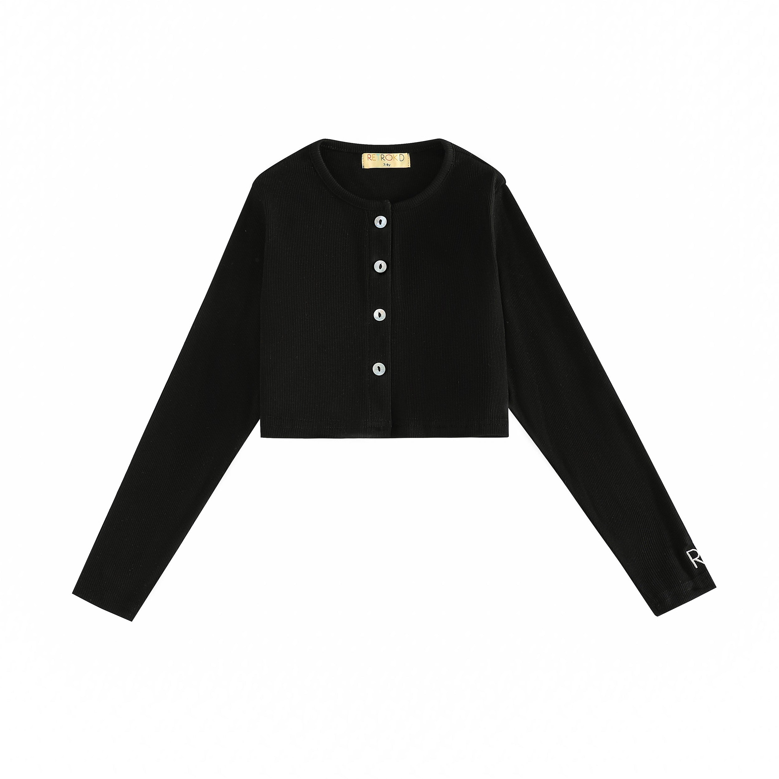 Retro Kid Emery Ribbed Cropped Cardigan - Black – Moonlight