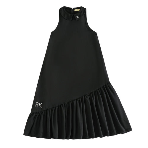 Retro Kid Emery Slanted Tier Collar Maxi Dress - Black