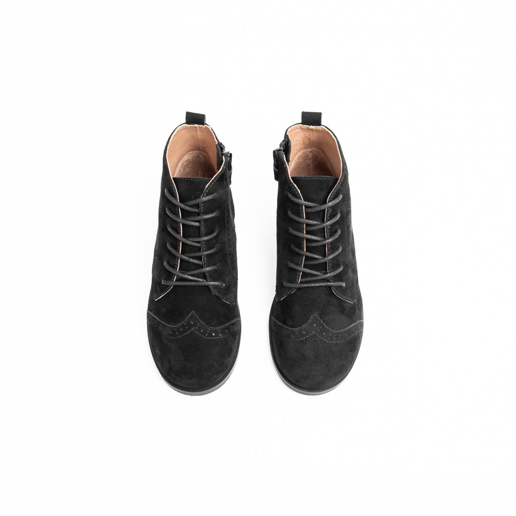 Camille Shoes Emily Wingtip Black Suede