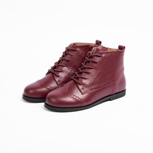 Camille Shoes Emily Wingtip - Cherry Leather