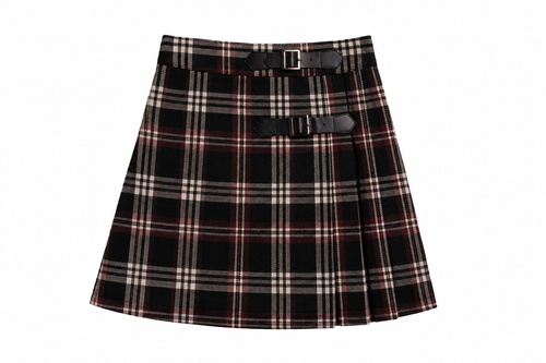 Mode Avant Black/Burgundy Pleated Skirt