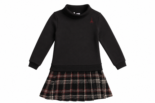 Mode Avant Sweatshirt Dress With Pleated Plaid