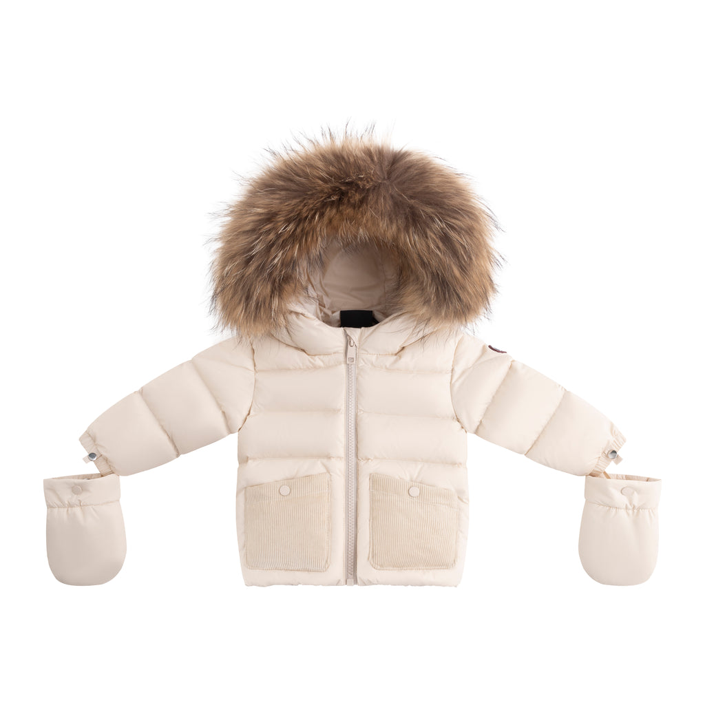 Ellabee Bella Enfant Fur Down Jacket - Beige/Corduroy