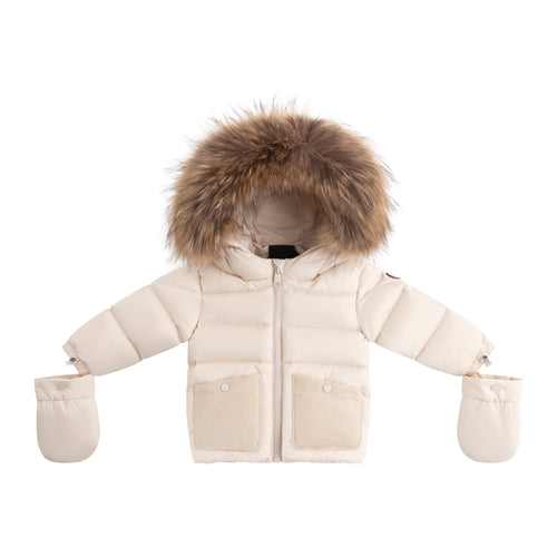 Ellabee Bella Enfant Fur Down Jacket - Beige/Corduroy
