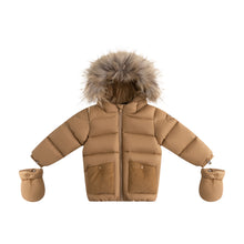 Load image into Gallery viewer, Ellabee Bella Enfant Fur Down Jacket - Cappucino/Corduroy/Beige Lining