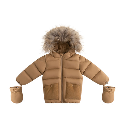 Ellabee Bella Enfant Fur Down Jacket - Cappucino/Corduroy/Beige Lining