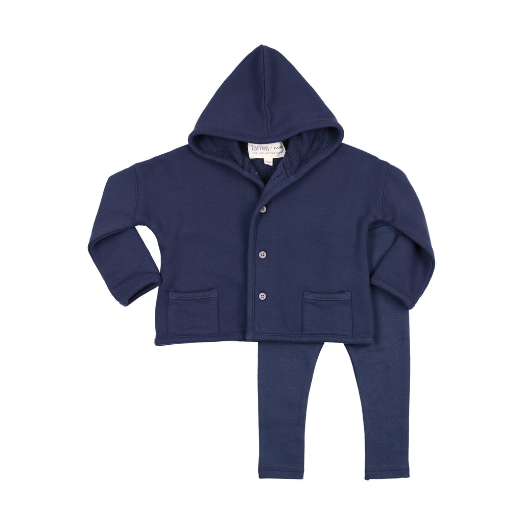 Farren & Me Hooded Cardigan Set - Washed Blue