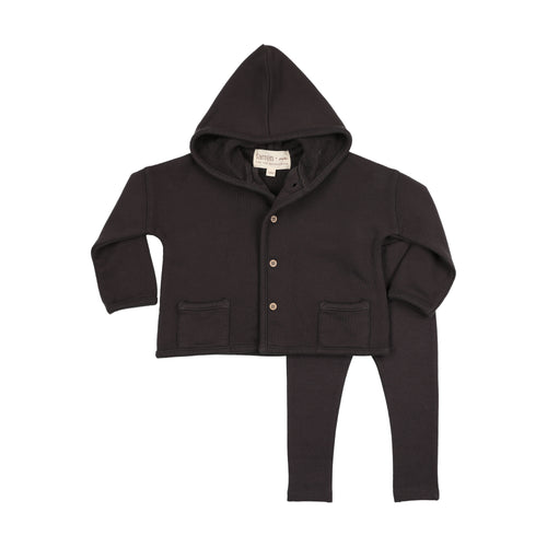 Farren & Me Hooded Cardigan Set - Washed Black