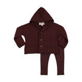 Farren & Me Hooded Cardigan Set - Washed Burgundy