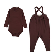 Load image into Gallery viewer, Farren &amp; Me French Terry Overall And Mockneck Onesie Set - Washed Burgundy
