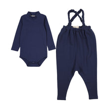 Load image into Gallery viewer, Farren &amp; Me French Terry Overall And Mockneck Onesie Set - Washed Blue