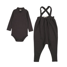 Load image into Gallery viewer, Farren &amp; Me French Terry Overall And Mockneck Onesie Set - Washed Black