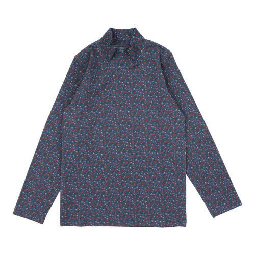 Lil Legs Floral Printed Mockneck - Off Blue