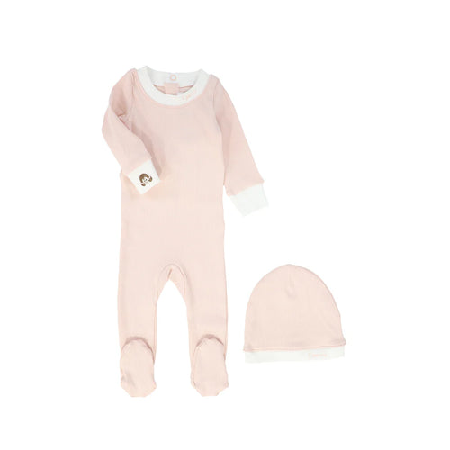 Little Parni Girls Baby Footie And Hat (K549) - Pink