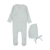 Lilette Fine Pointelle Footie & Bonnet - Sky Blue