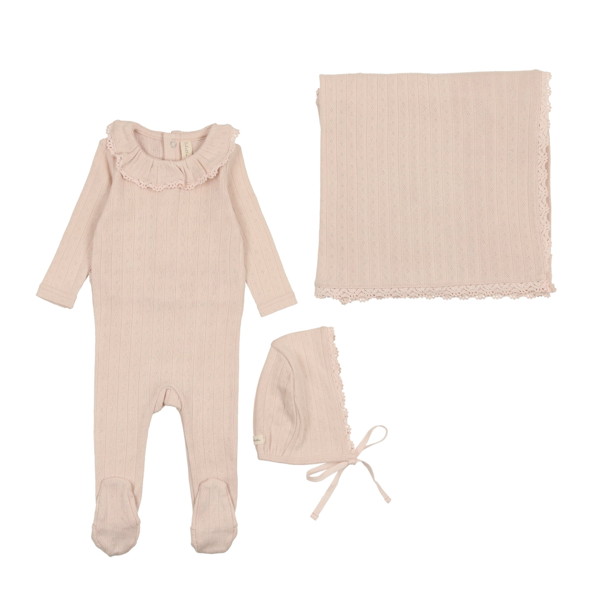 Fine Pointelle Collar Footie - Petal Ruffle