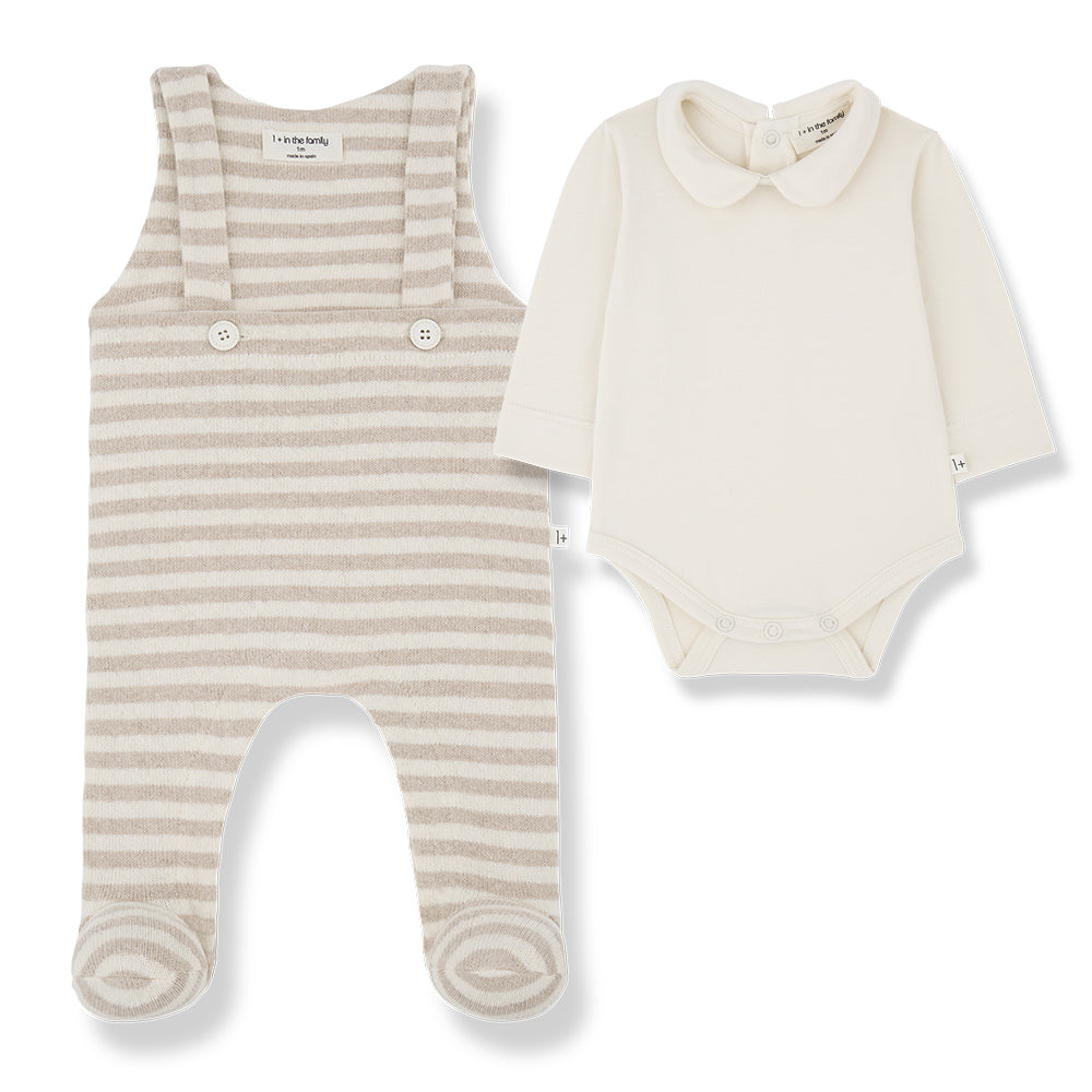 1+ in the Family Francois Overall & Onesie - Beige
