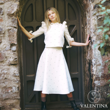 Load image into Gallery viewer, Valentina Jewel Wool Vest And Midi Skirt Set - Ivory