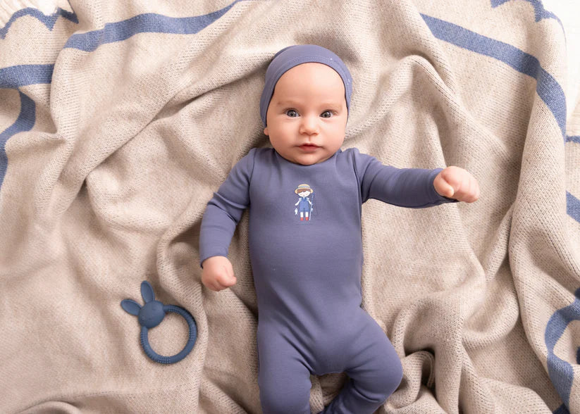 Mini Label Boys Fisherman Footie - Denim Blue