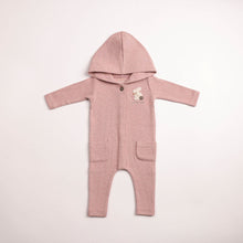 Load image into Gallery viewer, Bee &amp; Dee Fuzzy Bunny Hooded Romper - Deep Mauve