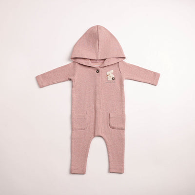 Bee & Dee Fuzzy Bunny Hooded Romper - Deep Mauve
