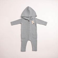 Load image into Gallery viewer, Bee &amp; Dee Fuzzy Bunny Hooded Romper - Santorini Blue