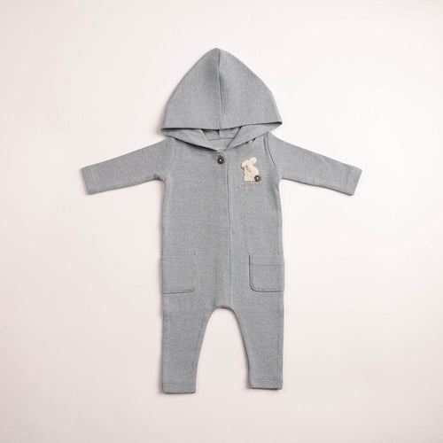 Bee & Dee Fuzzy Bunny Hooded Romper - Santorini Blue