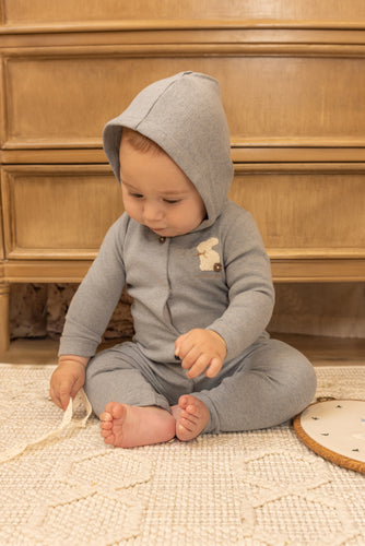 Bee & Dee Fuzzy Bunny Hooded Romper - Santorini Blue