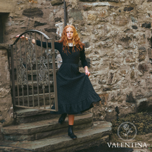 Load image into Gallery viewer, Valentina Quilted Taffeta V-Neck Jumper And Pointed Shoulder Puff Blouse Set - Black