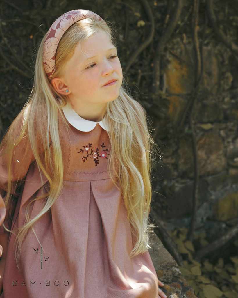 Bamboo Wool Embroidered Dress - Pink