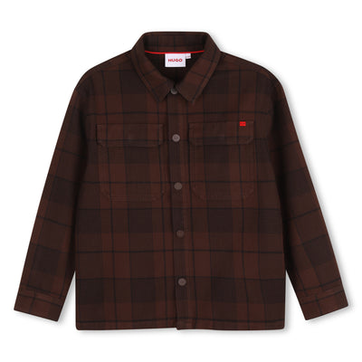 Hugo Cotton Twill Shirt With All Over Print - Chicory Coffee