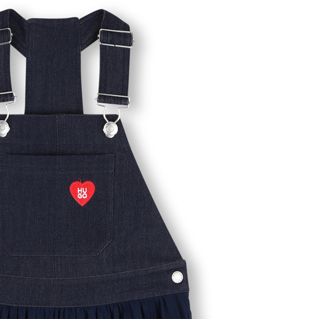 Hugo Long Dungaree Dress - Navy