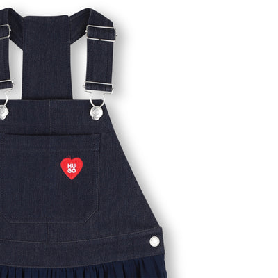 Hugo Long Dungaree Dress - Navy