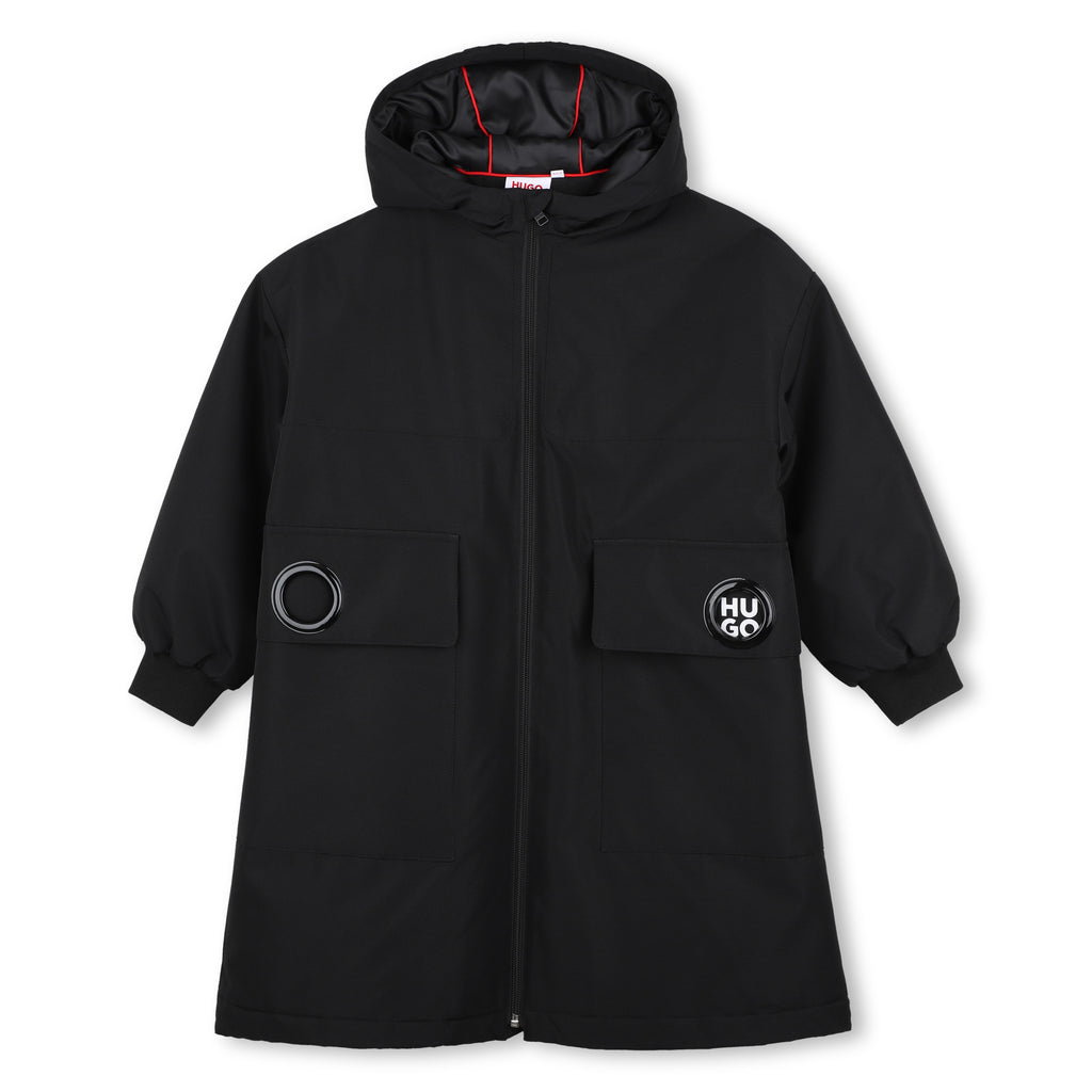 Hugo Long Hooded Parka - Black
