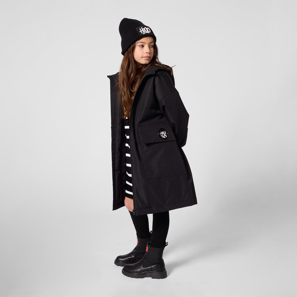 Hugo Long Hooded Parka - Black