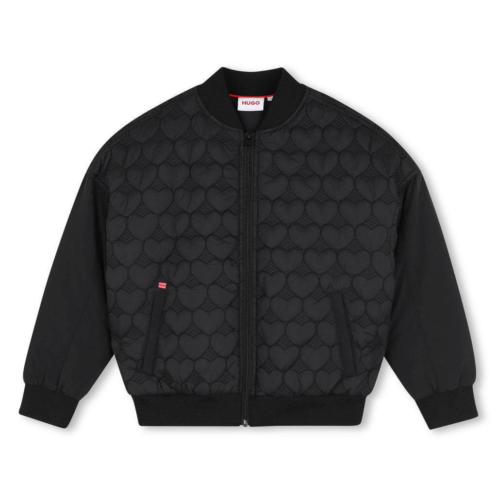 Hugo Bomber Jacket With Heart Quilting - Black